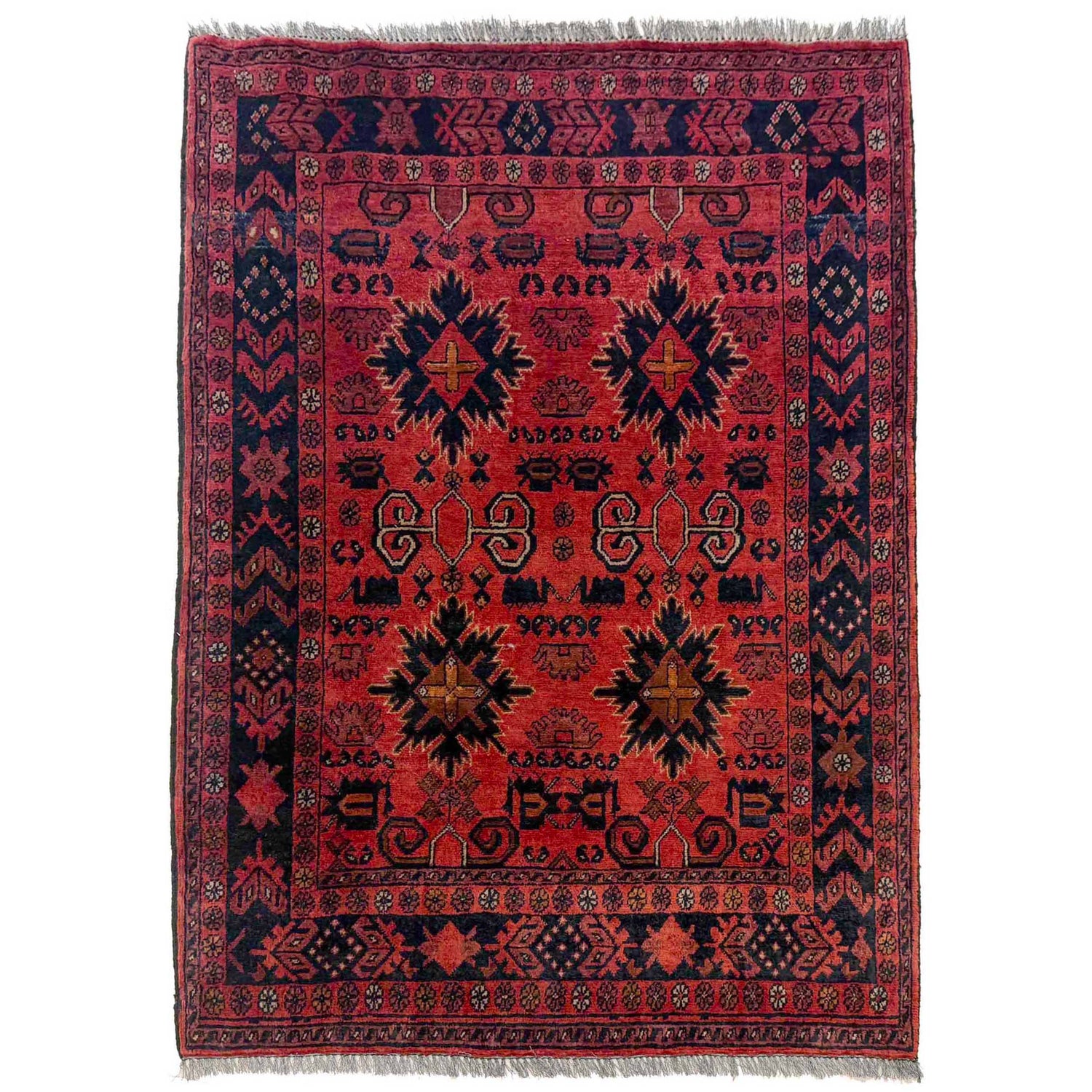 Red Color Khal Mohammadi Carpet 3' 4" x 4' 6" (ft) - No. W36623