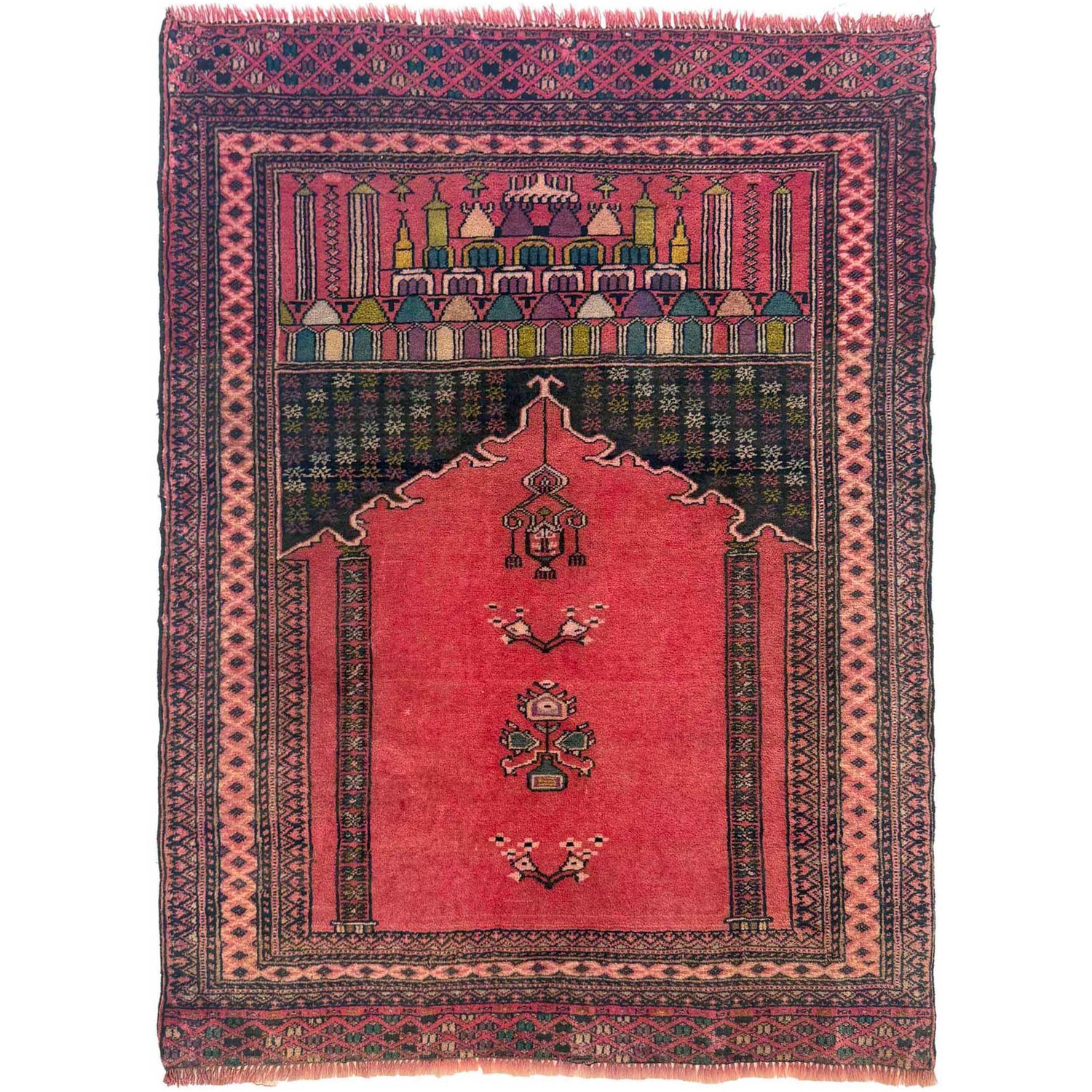 Handmade Prayer Rug 3' 3" x 3' 10" (ft) - No. W36698