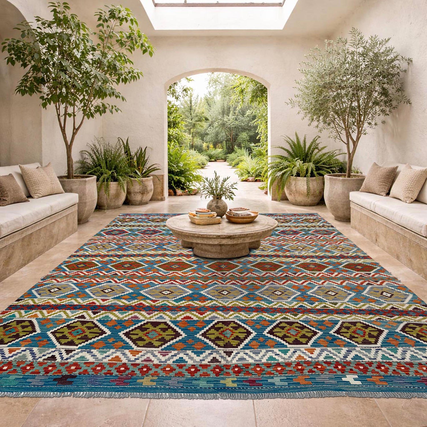 Handmade Vegetable Kilim 8' 2" x 9' 10" (ft) - No. W36741
