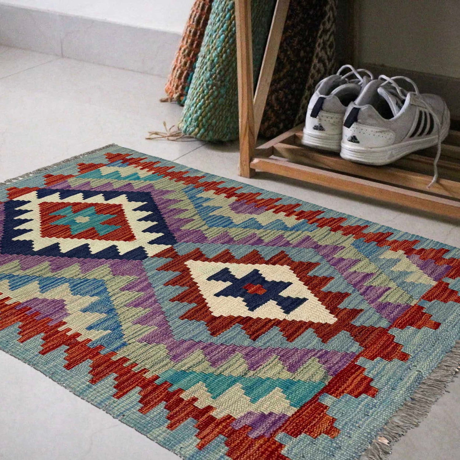 Handmade Vegetable Kelim 1' 10" x 2' 11" (ft) - No. W36746