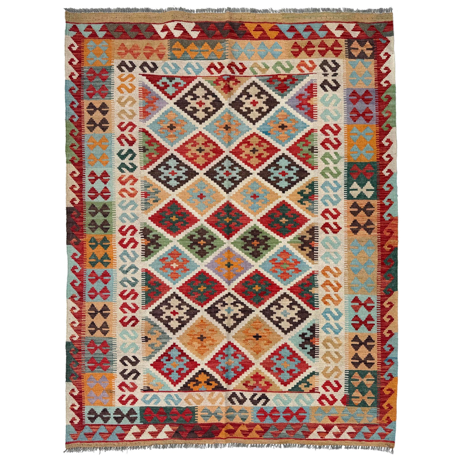 Handmade Vegetable Kelim 5' 1" x 6' 7" (ft) - No. W36768