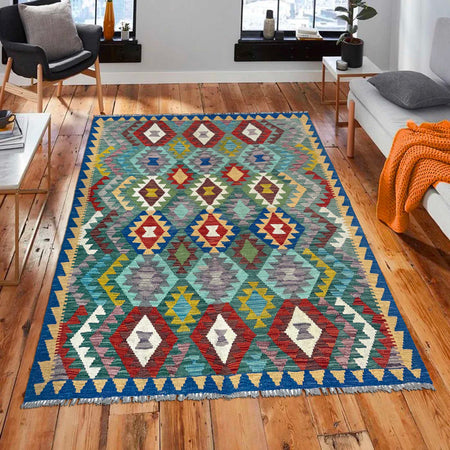 Handmade Vegetable Kilim 4' 7" x 5' 5" (ft) - No. W36797