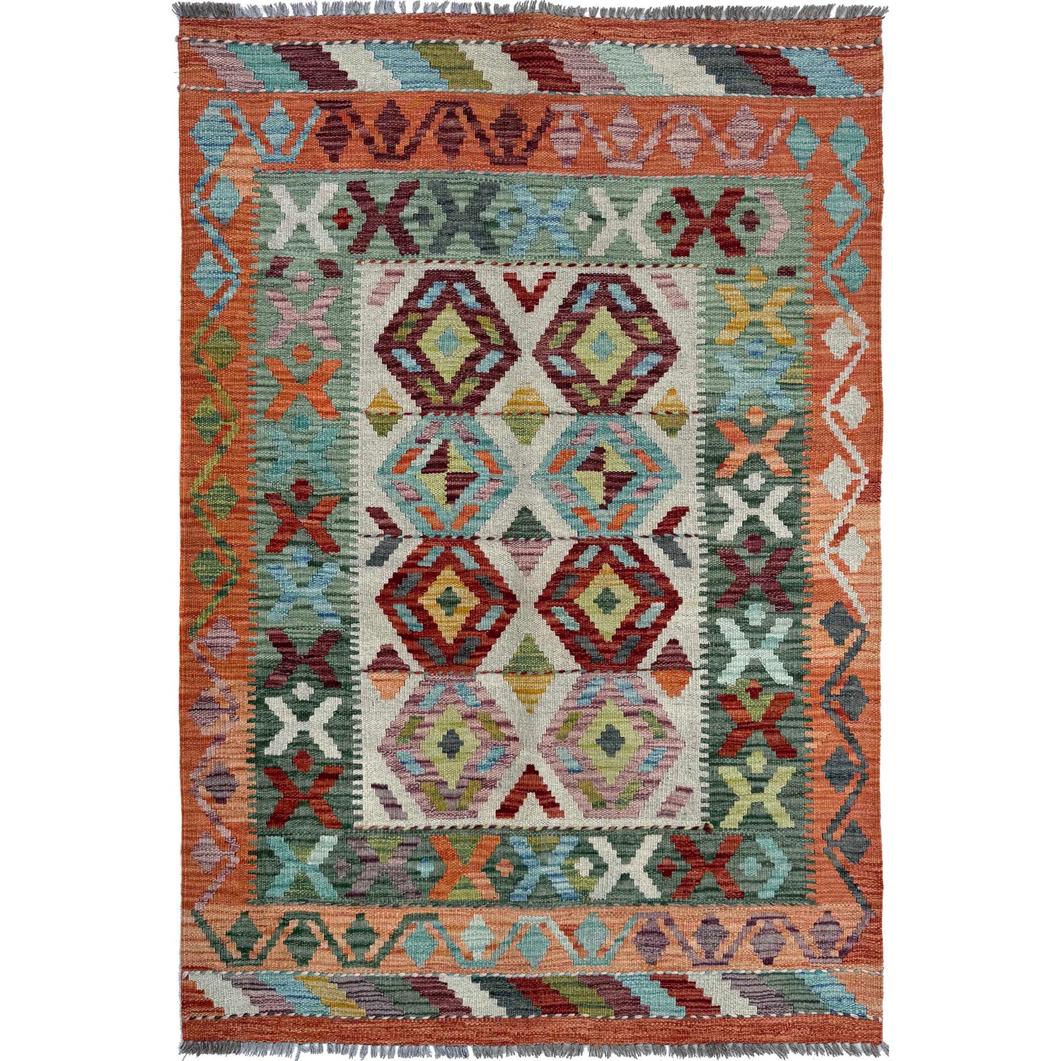 Handmade Vegetable Kelim 3' 4" x 4' 11" (ft) - No. W36805