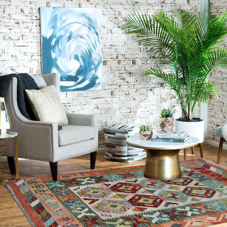 Handmade Vegetable Kelim 3' 4" x 4' 11" (ft) - No. W36805