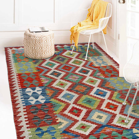 Handmade Vegetable Kilim 3' 3" x 4' 11" (ft) - No. W36807