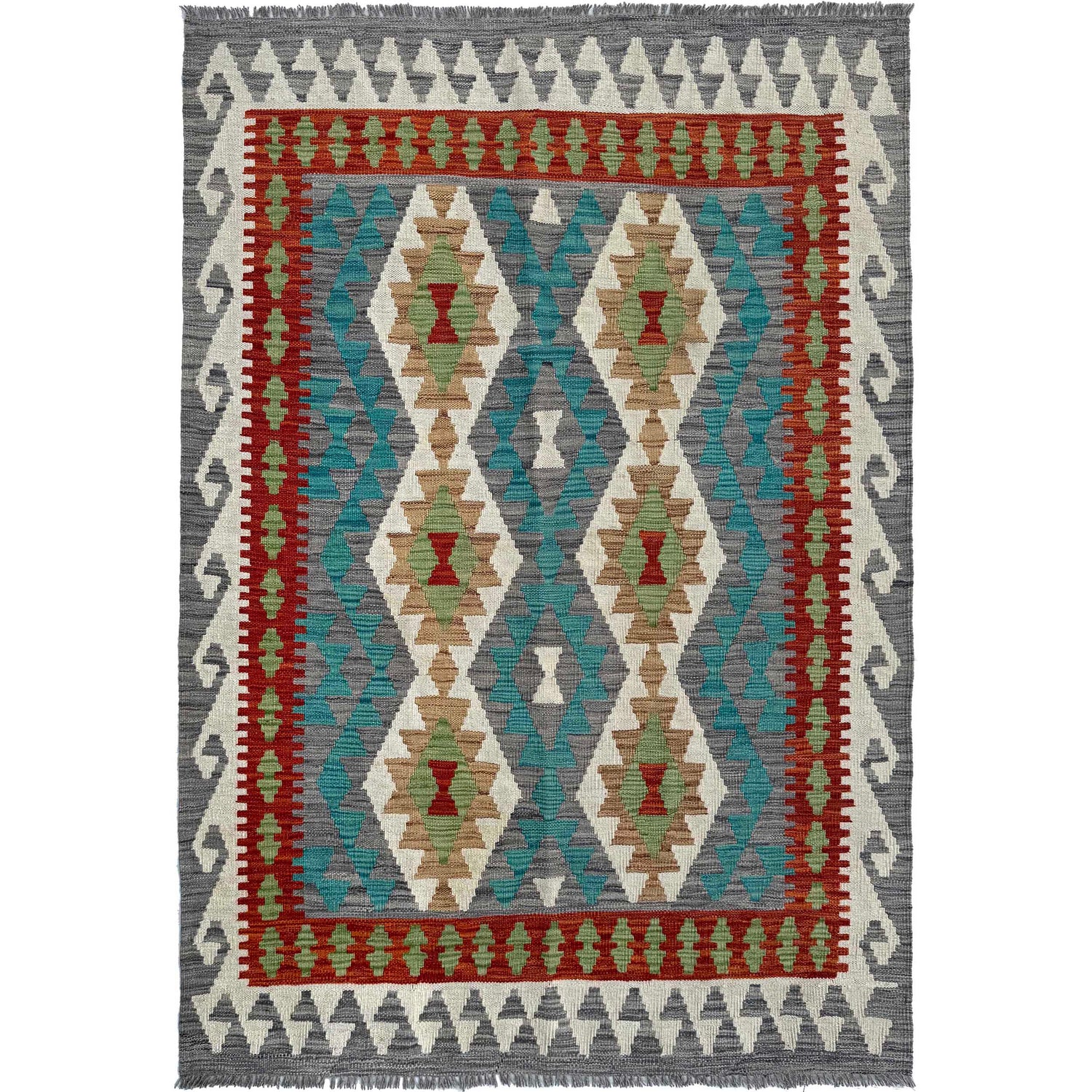 Handmade Vegetable Kilim 4' 1" x 5' 11" (ft) - No. W36808