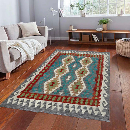Handmade Vegetable Kilim 4' 1" x 5' 11" (ft) - No. W36808