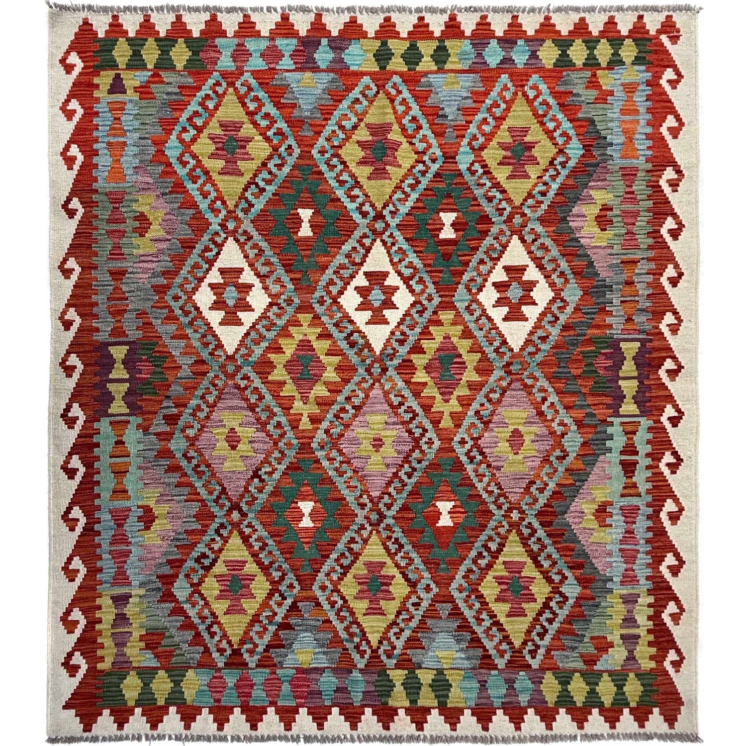 Handmade Vegetable Kilim 5' 3" x 6' 5" (ft) - No. W36812