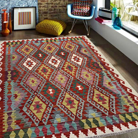 Handmade Vegetable Kilim 5' 3" x 6' 5" (ft) - No. W36812