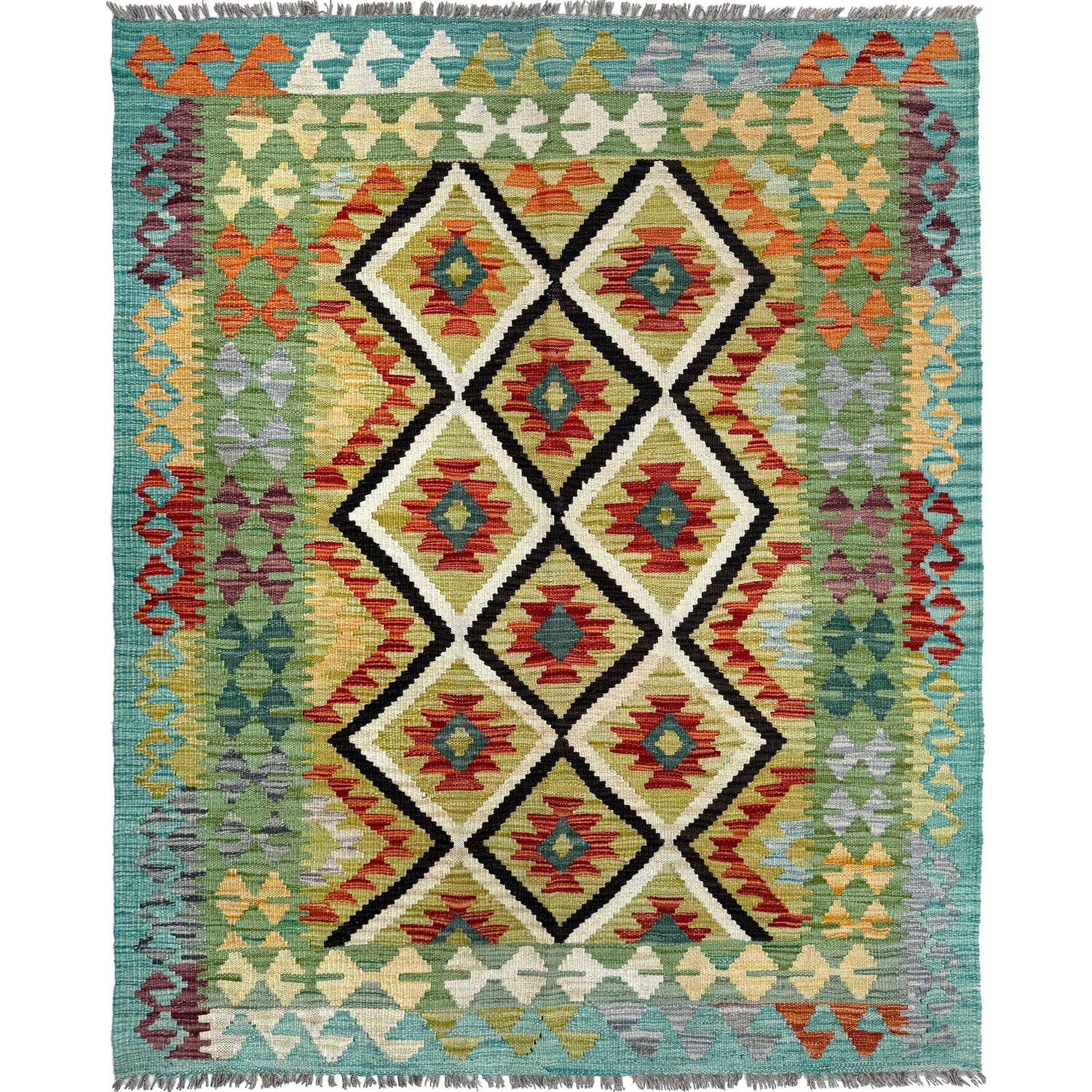 Handmade Vegetable Kilim 4' 2" x 5' 3" (ft) - No. W36813
