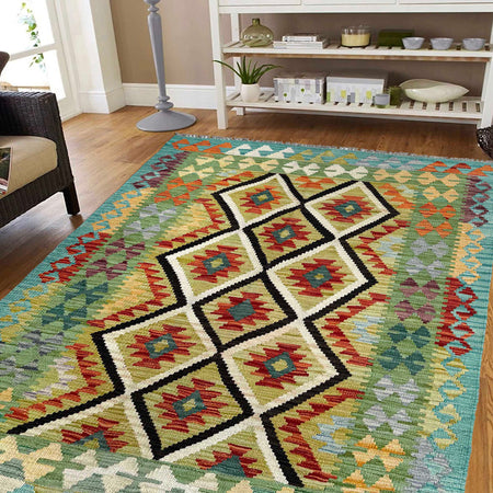 Handmade Vegetable Kilim 4' 2" x 5' 3" (ft) - No. W36813