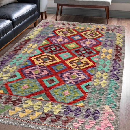 Handmade Vegetable Kilim 3' 10" x 5' 9" (ft) - No. W36816