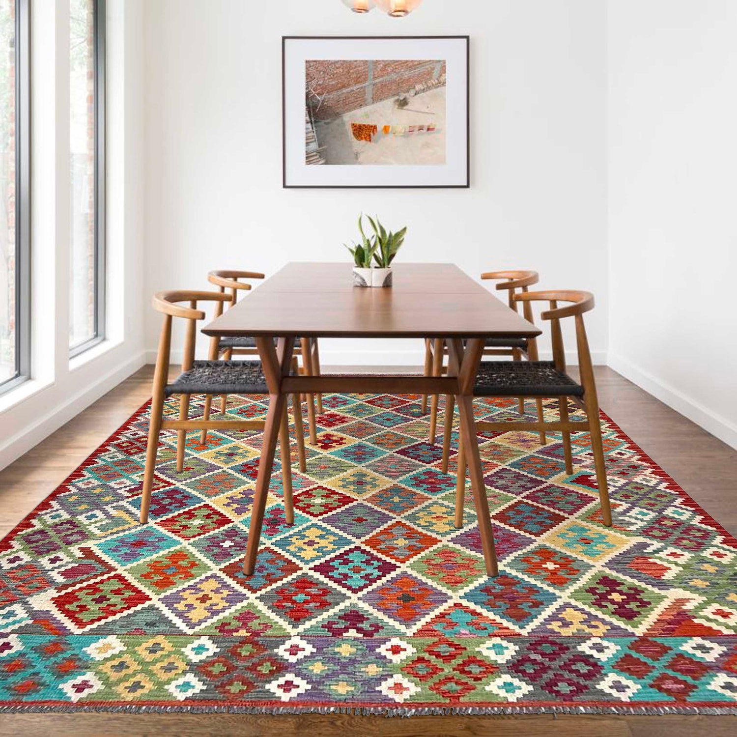 Handmade Vegetable Kelim 6' 8" x 9' 9" (ft) - No. W36818