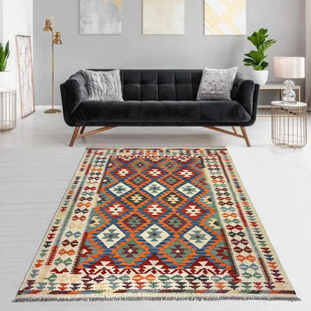 Handmade Vegetable Kelim 4' 11" x 6' 6" (ft) - No. W36820