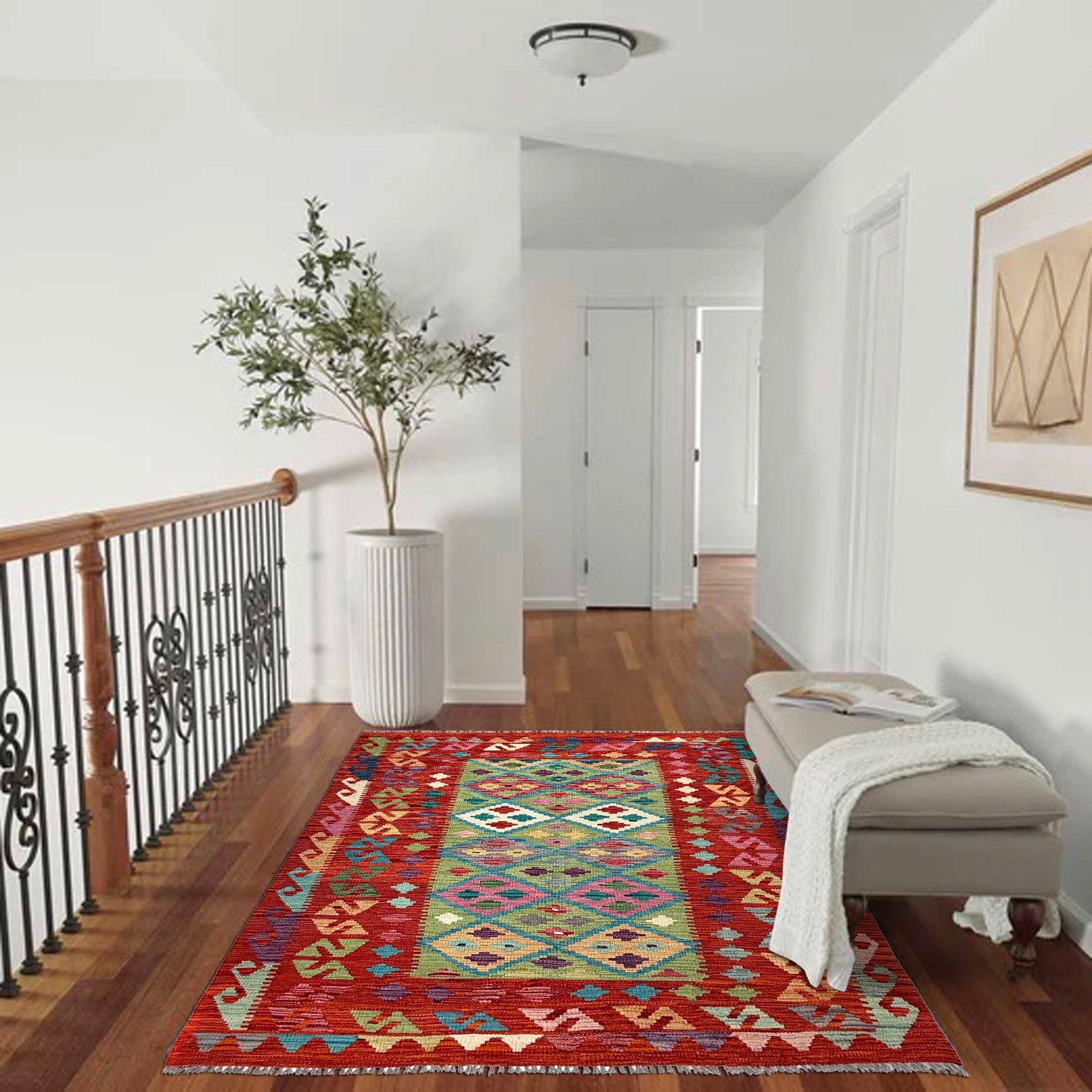 Handmade Vegetable Kelim 4' 3" x 5' 8" (ft) - No. W36821