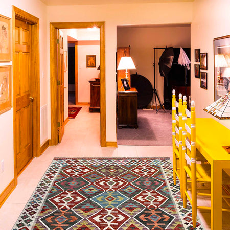 Handmade Vegetable Kelim 4' 11" x 6' 9" (ft) - No. W36823