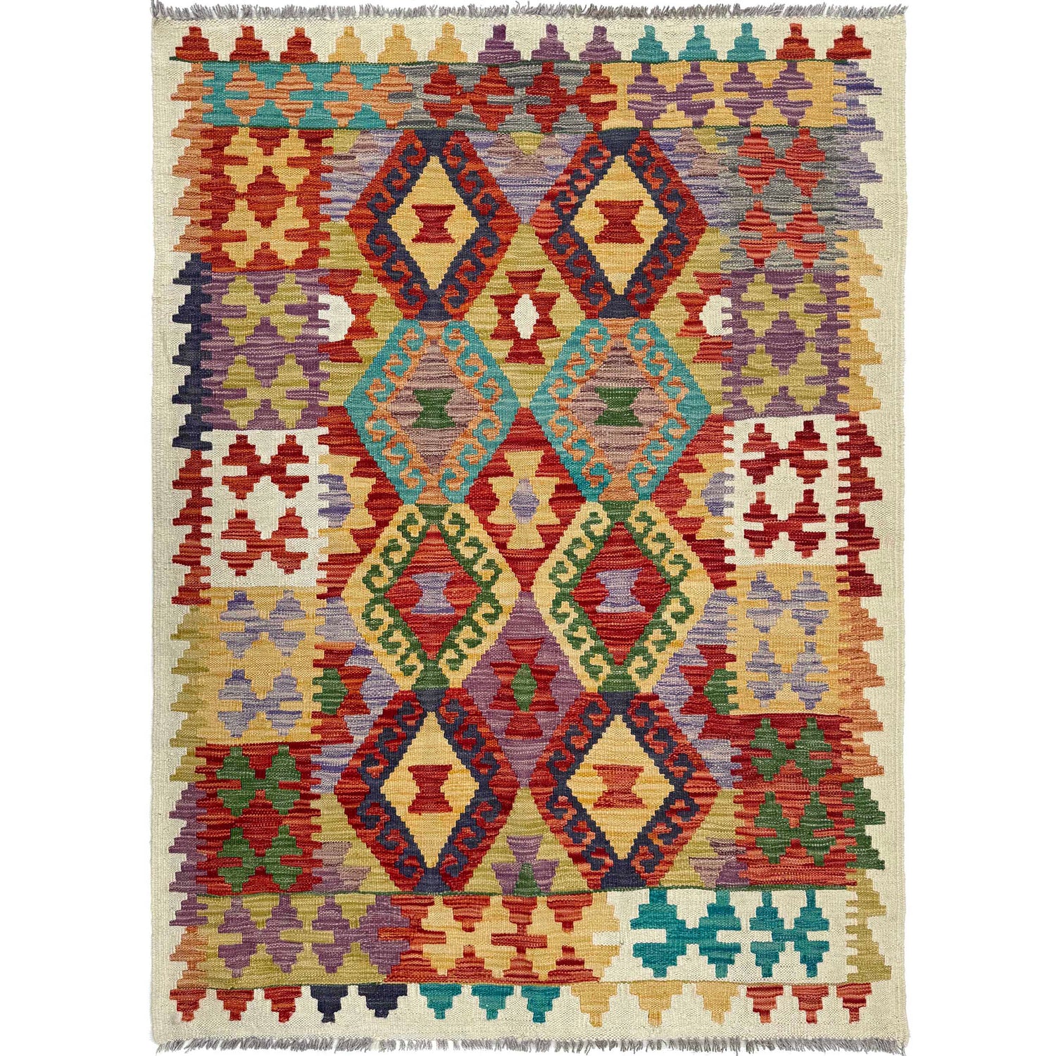 Handmade Vegetable Kelim 4' 1" x 5' 9" (ft) - No. W36826