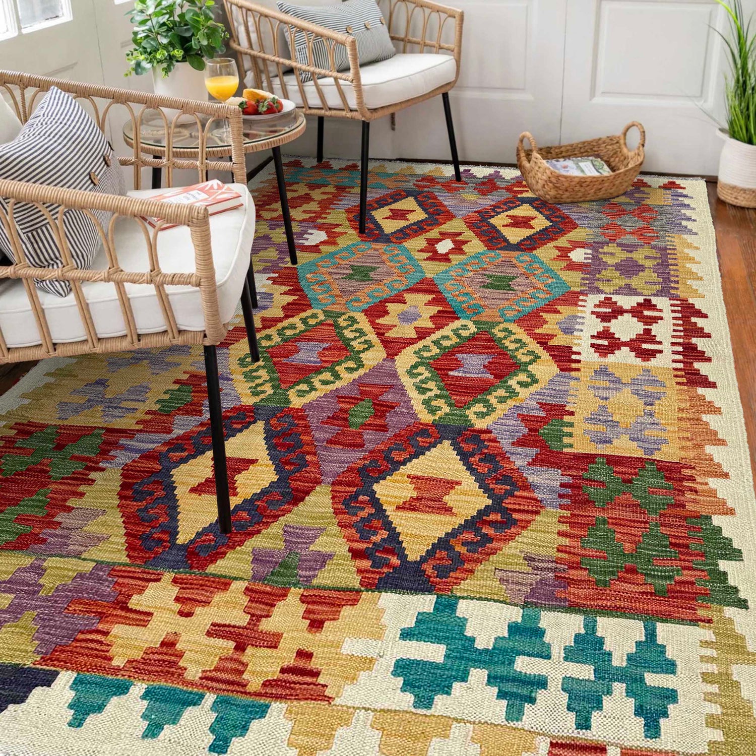 Handmade Vegetable Kelim 4' 1" x 5' 9" (ft) - No. W36826