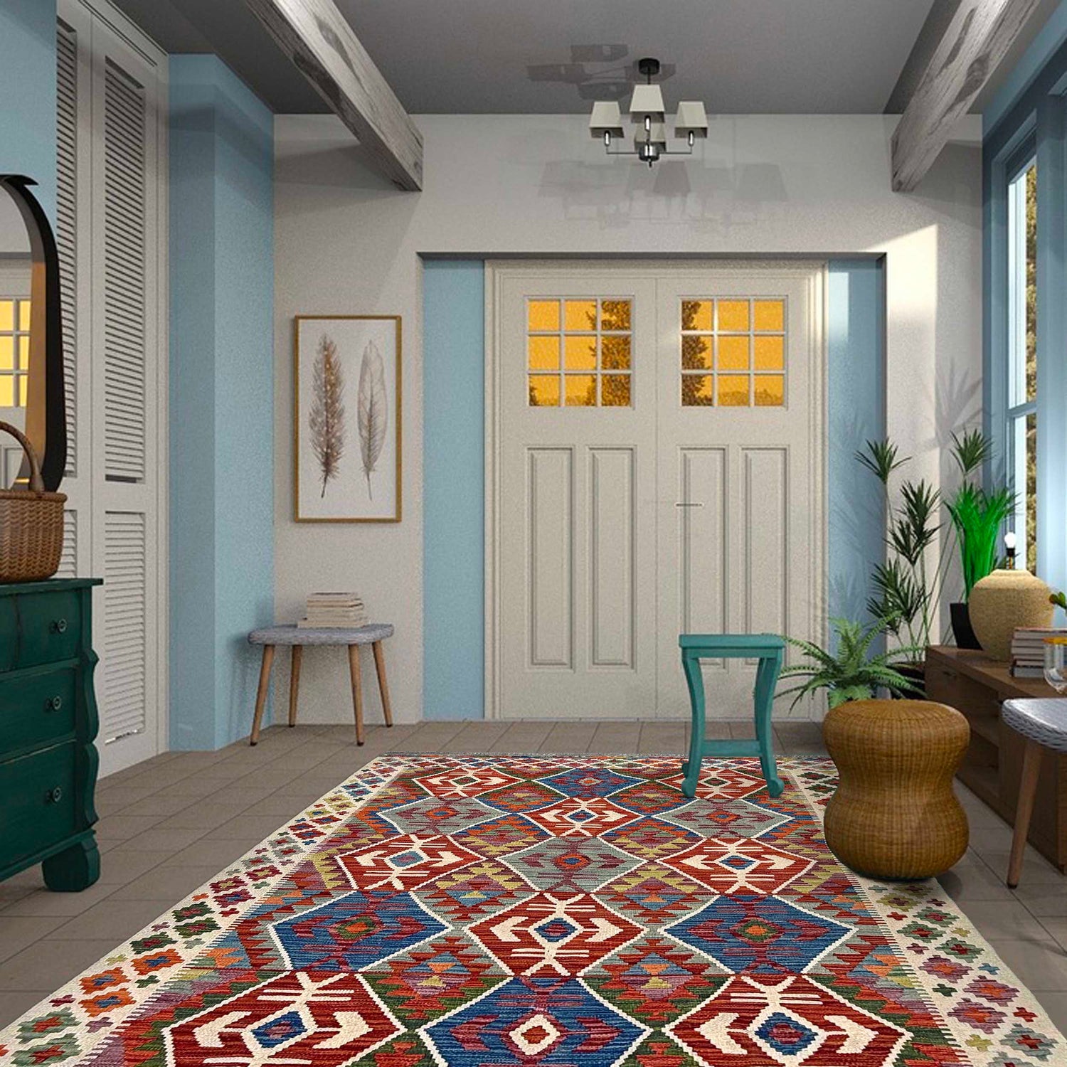 Handmade Vegetable Kelim 4' 10" x 6' 4" (ft) - No. W36828