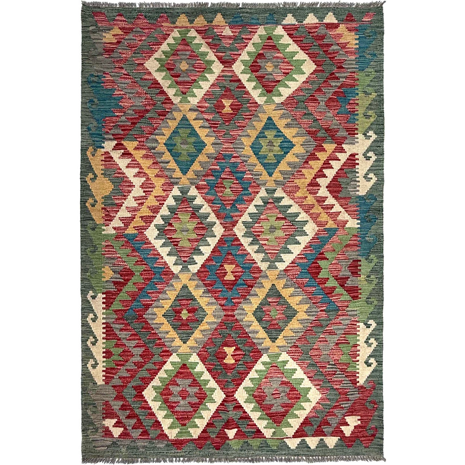 Handmade Vegetable Kelim 3' 10" x 6' 1" (ft) - No. W36831