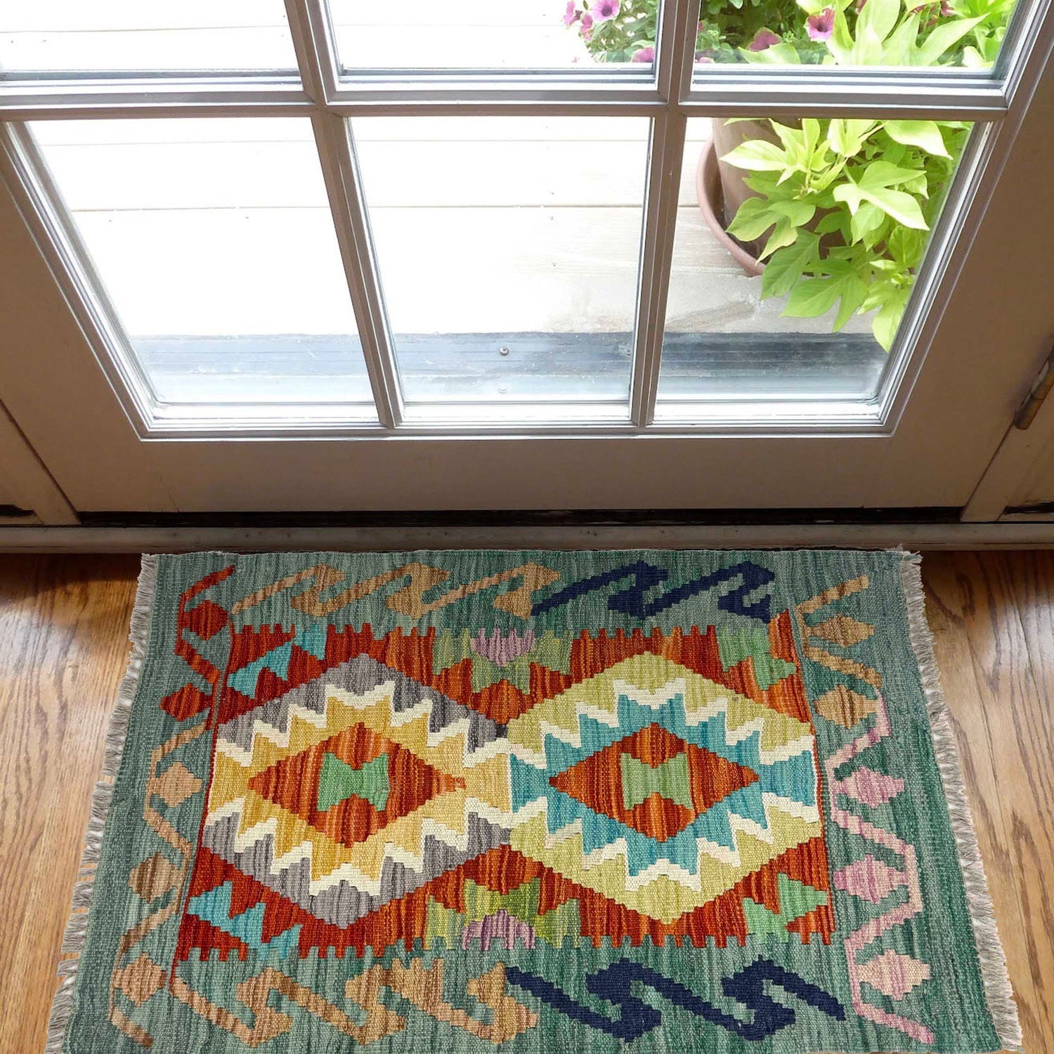 Handmade Vegetable Kilim 2' 0" x 2' 10" (ft) - No. W36843