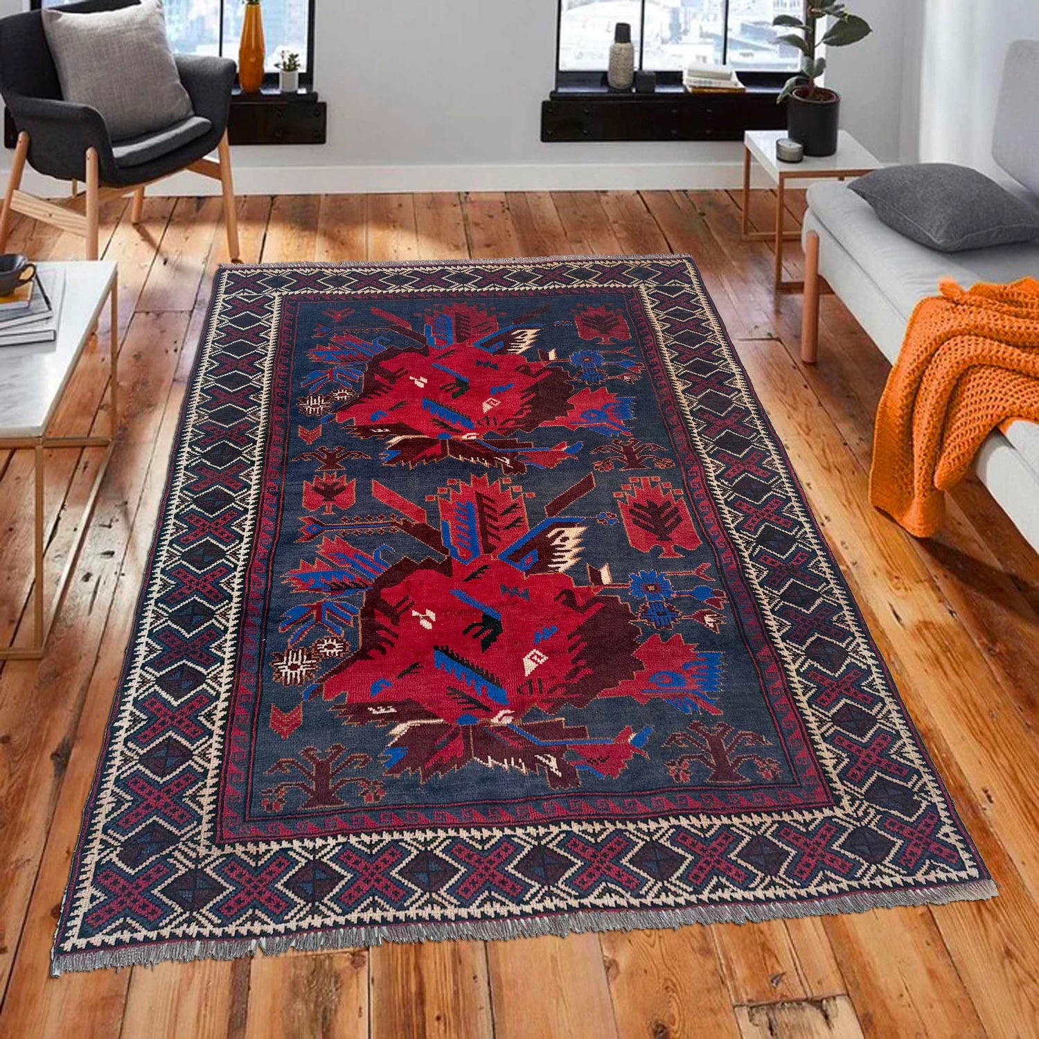 Handmade Baluchi Rug 4' 0" x 5' 6" (ft) - No. W36857