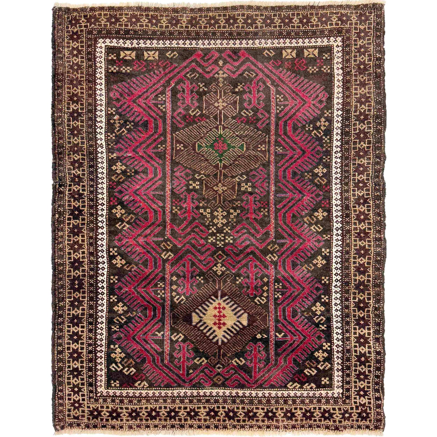 Red Color Baluchi Rug 3' 1" x 4' 4" (ft) - No. W37608