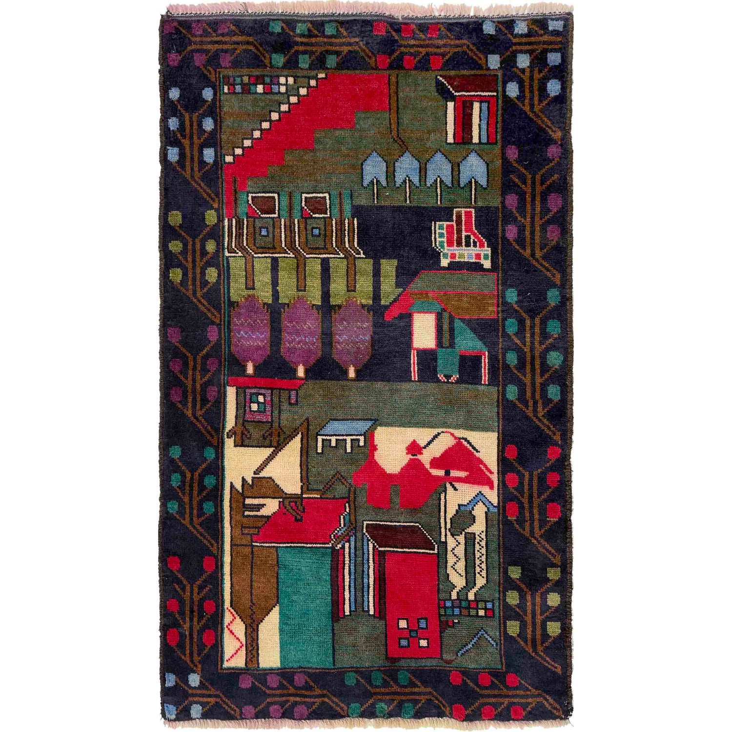 Handmade Village Design Rug 2' 6" x 4' 4" (ft)- No. W37610