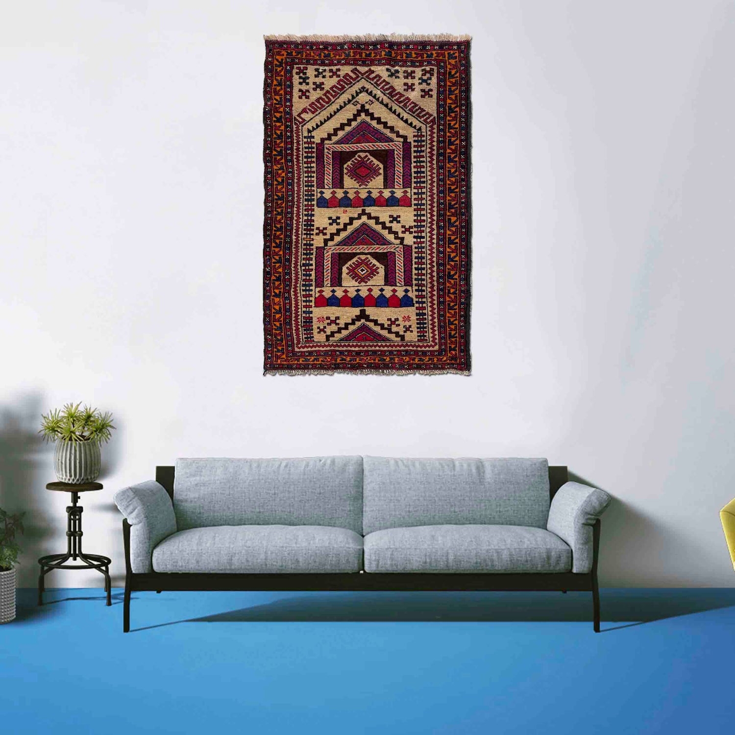 Small Prayer Rug 2' 8" x 4' 3" (ft) - No. W37611