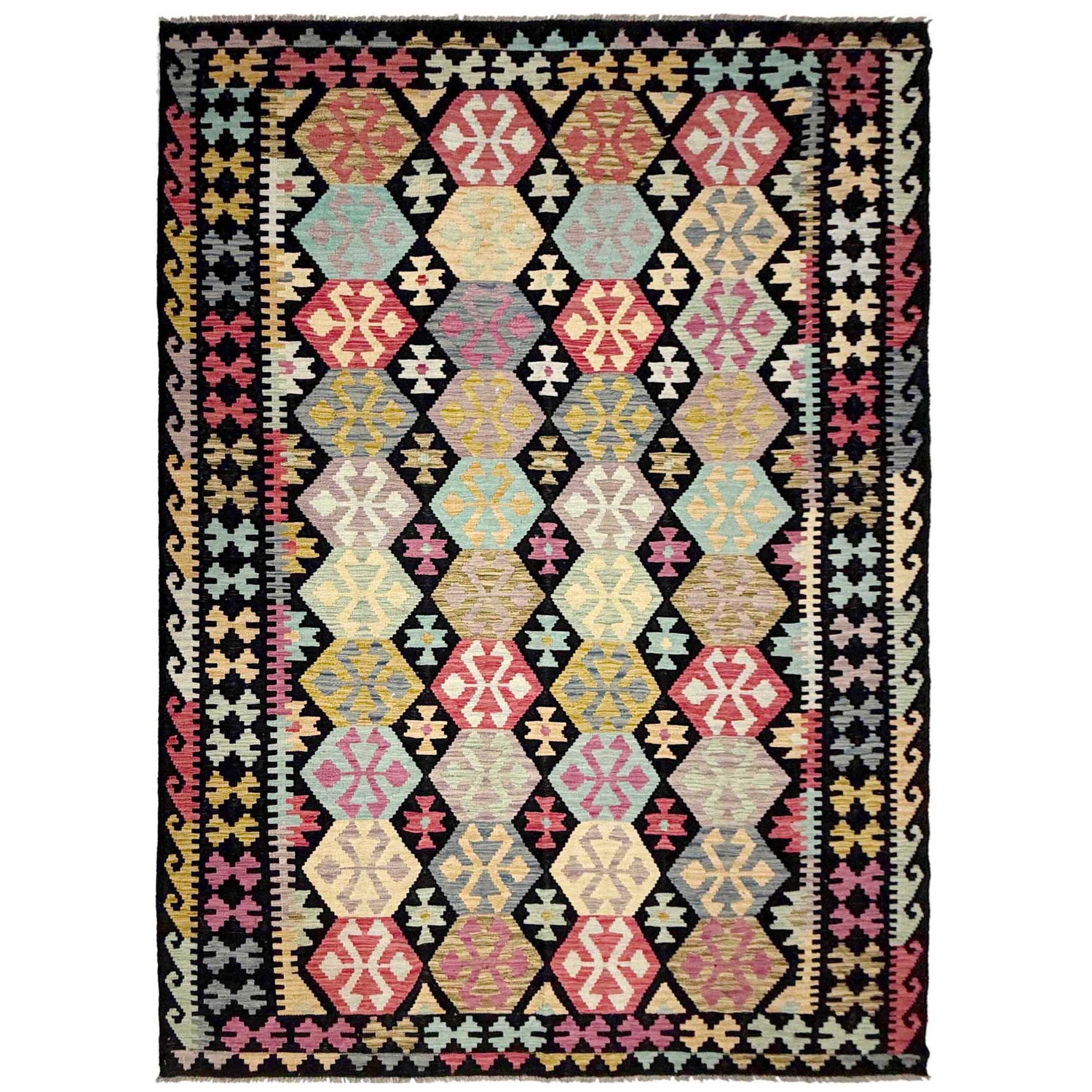 Handmade Vegetable Kilim 6' 4" x 9' 9" (ft) - No. W38100