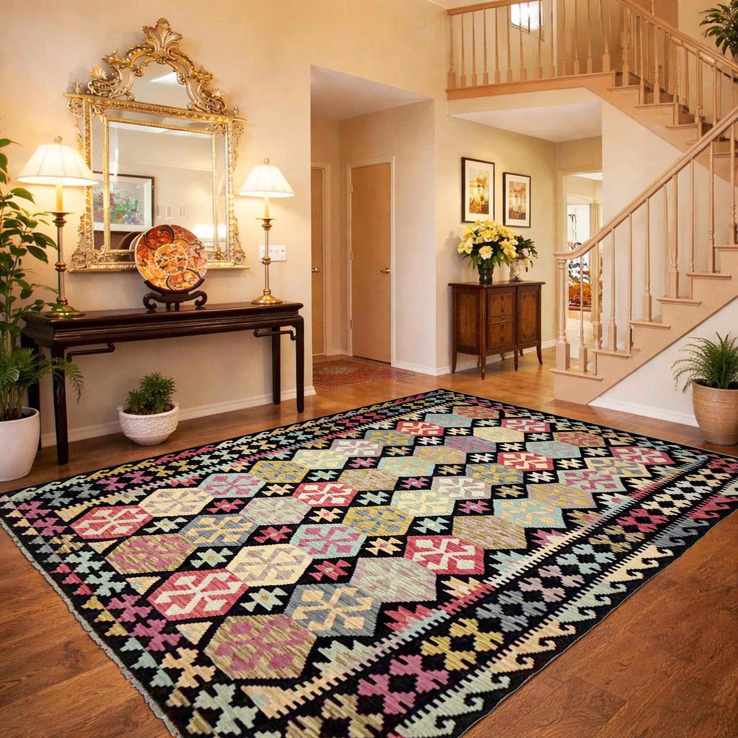 Handmade Vegetable Kilim 6' 4" x 9' 9" (ft) - No. W38100
