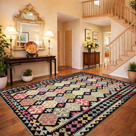Handmade Vegetable Kilim 6' 4" x 9' 9" (ft) - No. W38100