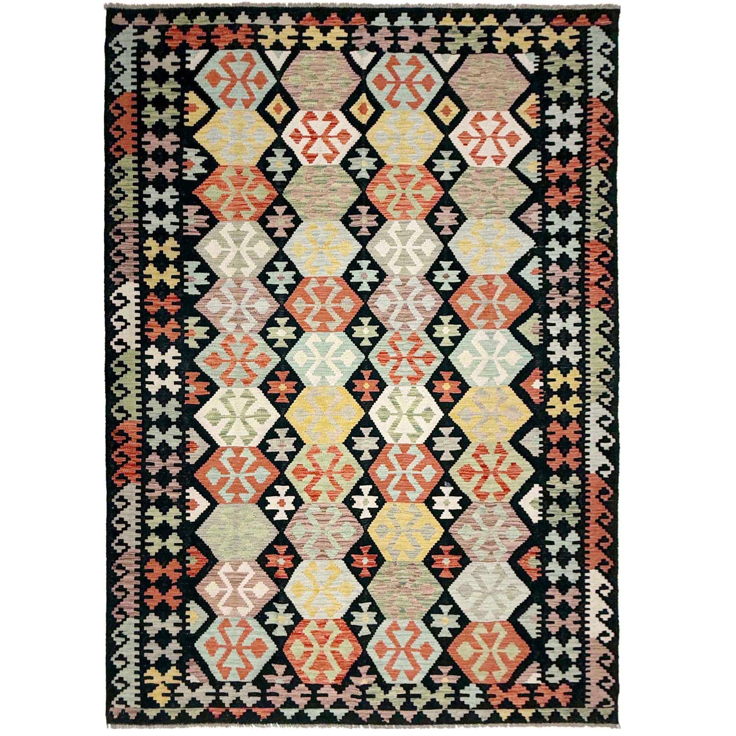 Handmade Vegetable Kelim 6' 4" x 9' 11" (ft) - No. W38104