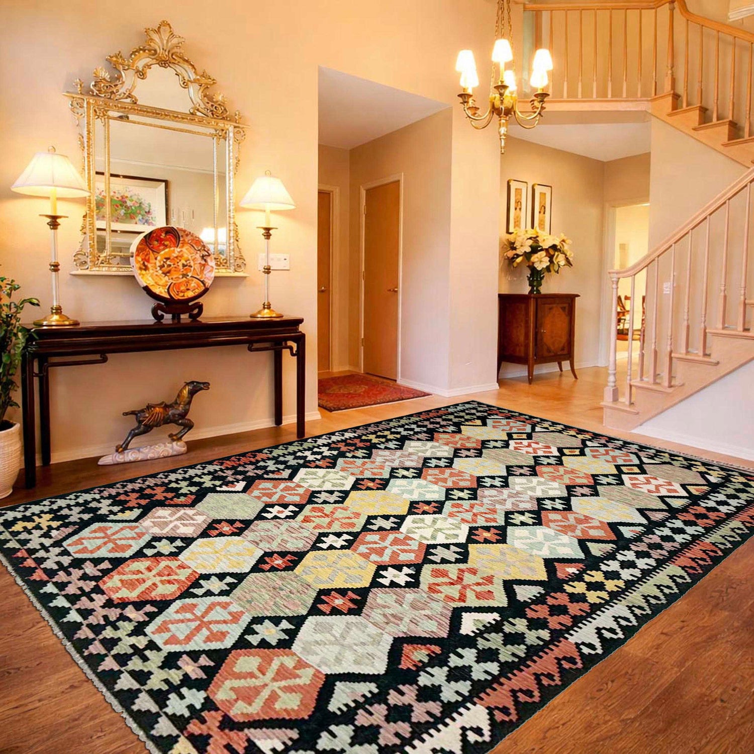 Handmade Vegetable Kelim 6' 4" x 9' 11" (ft) - No. W38104