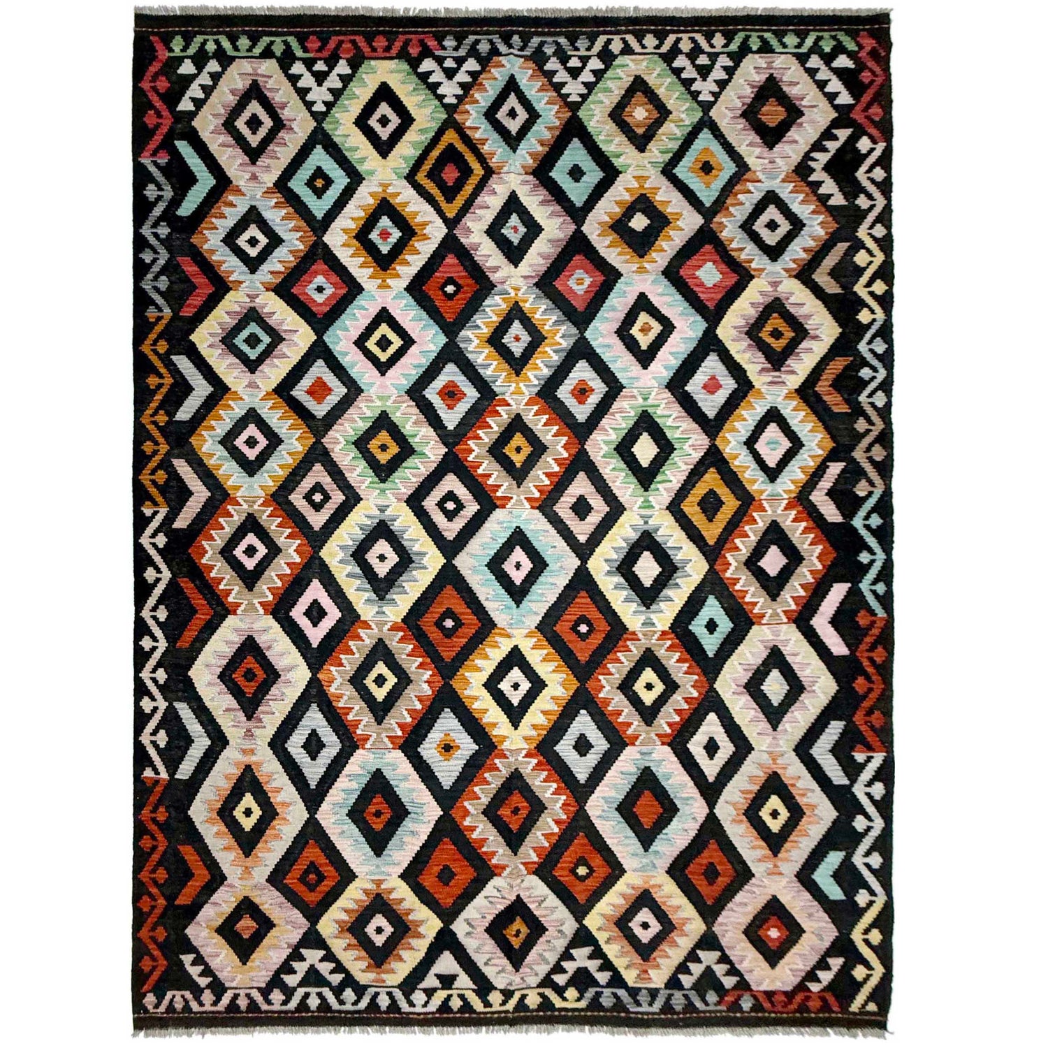 Handmade Vegetable Kelim 6' 4" x 9' 10" (ft) - No. W38106