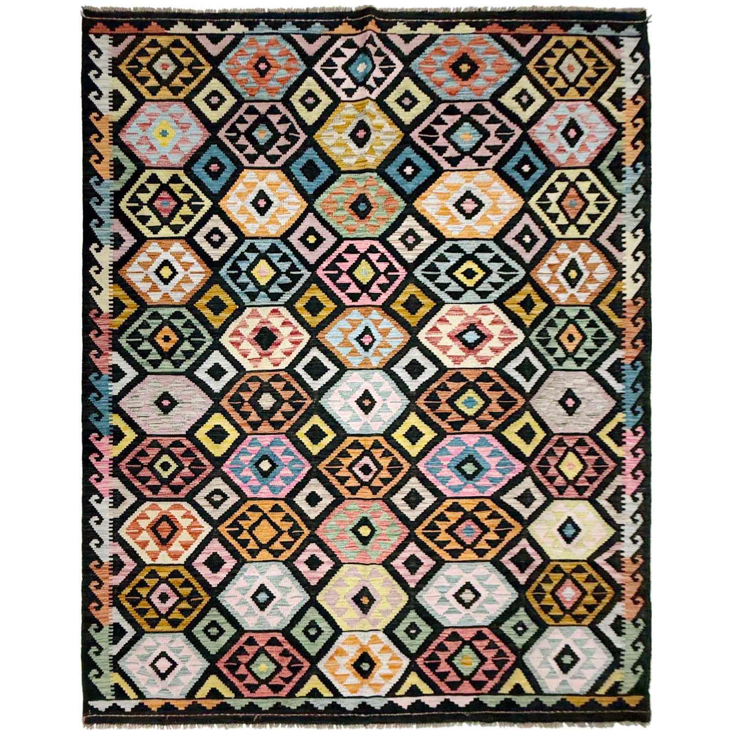 Handmade Vegetable Kilim 6' 7" x 9' 9" (ft) - No. W38107