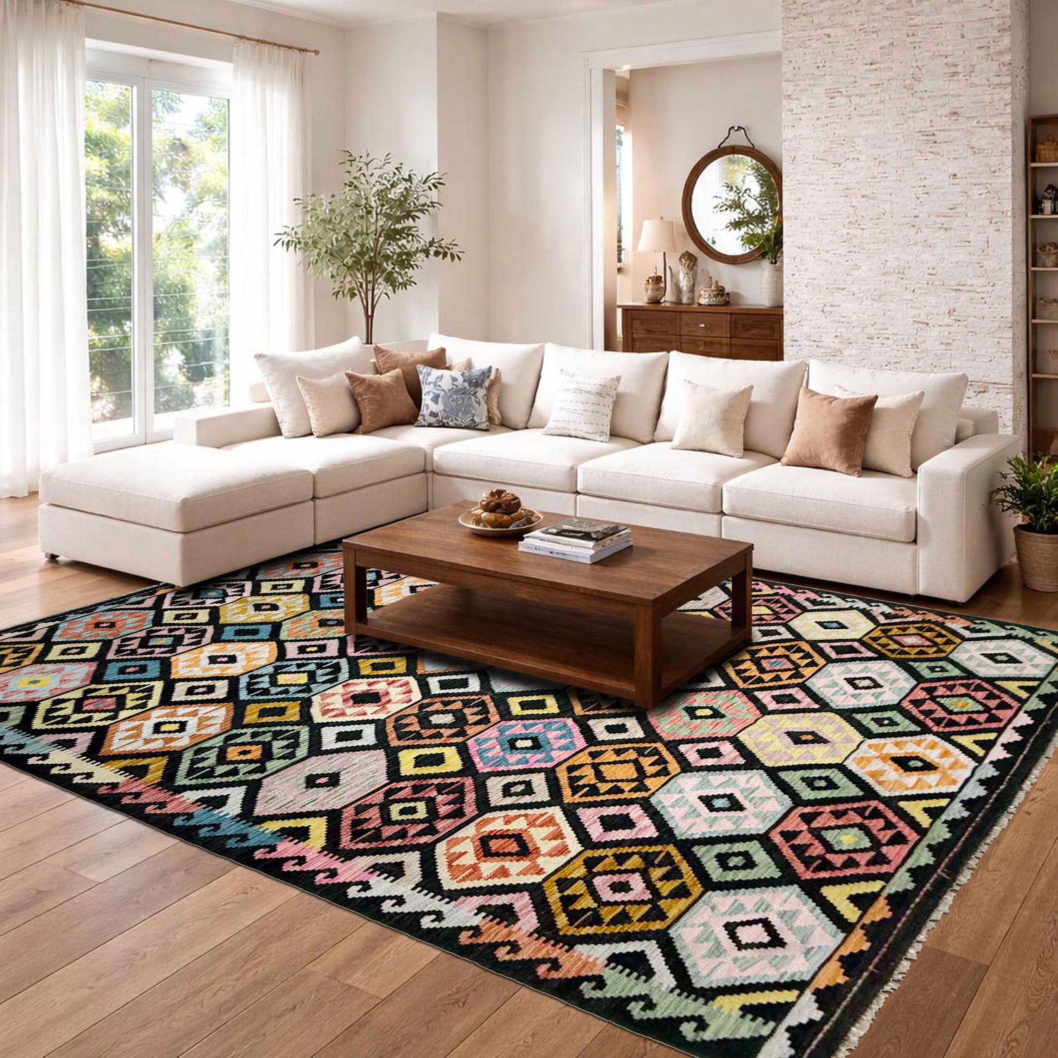 Handmade Vegetable Kilim 6' 7" x 9' 9" (ft) - No. W38107