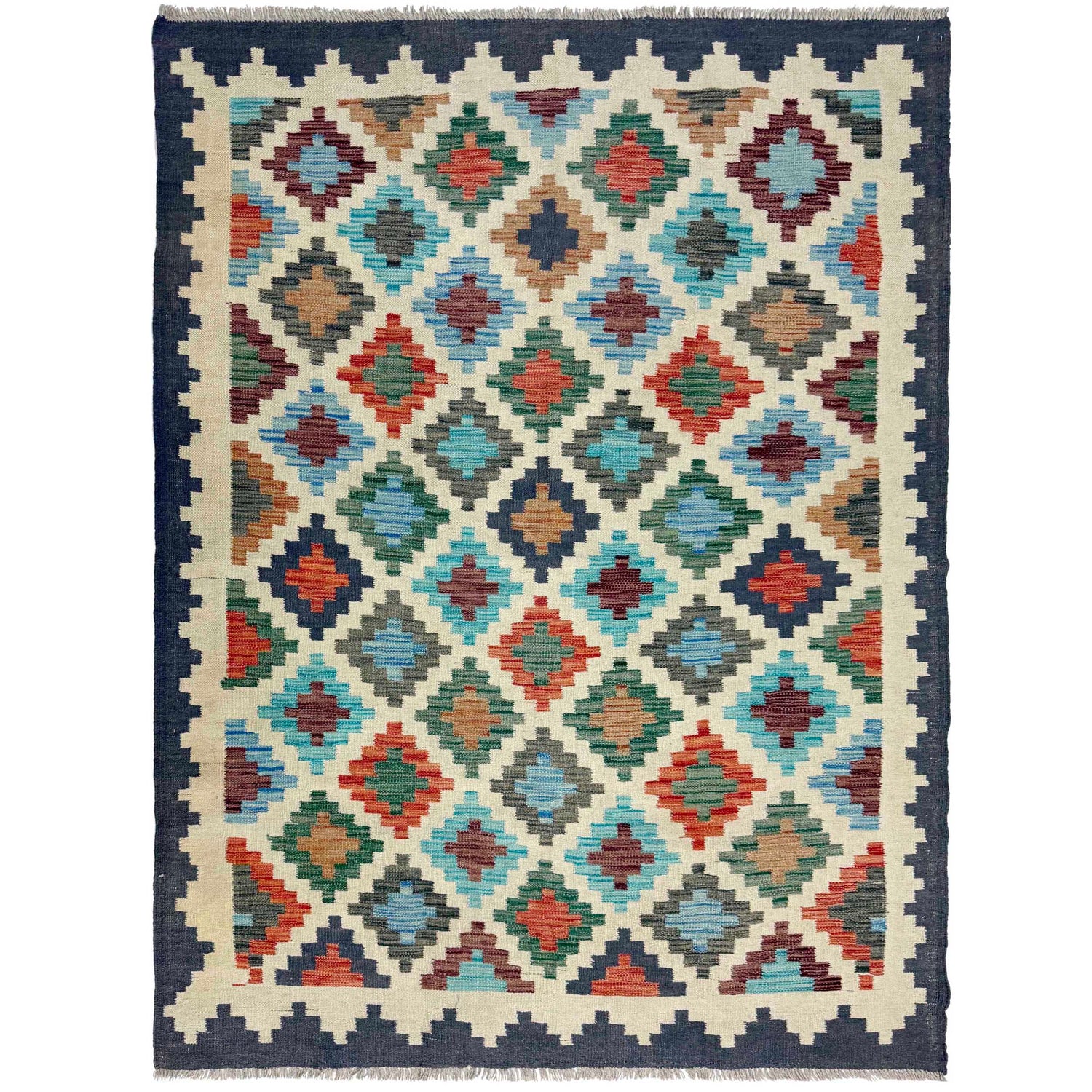 Handmade Vegetable Kilim 4' 9" x 6' 9" (ft) - No. W38118