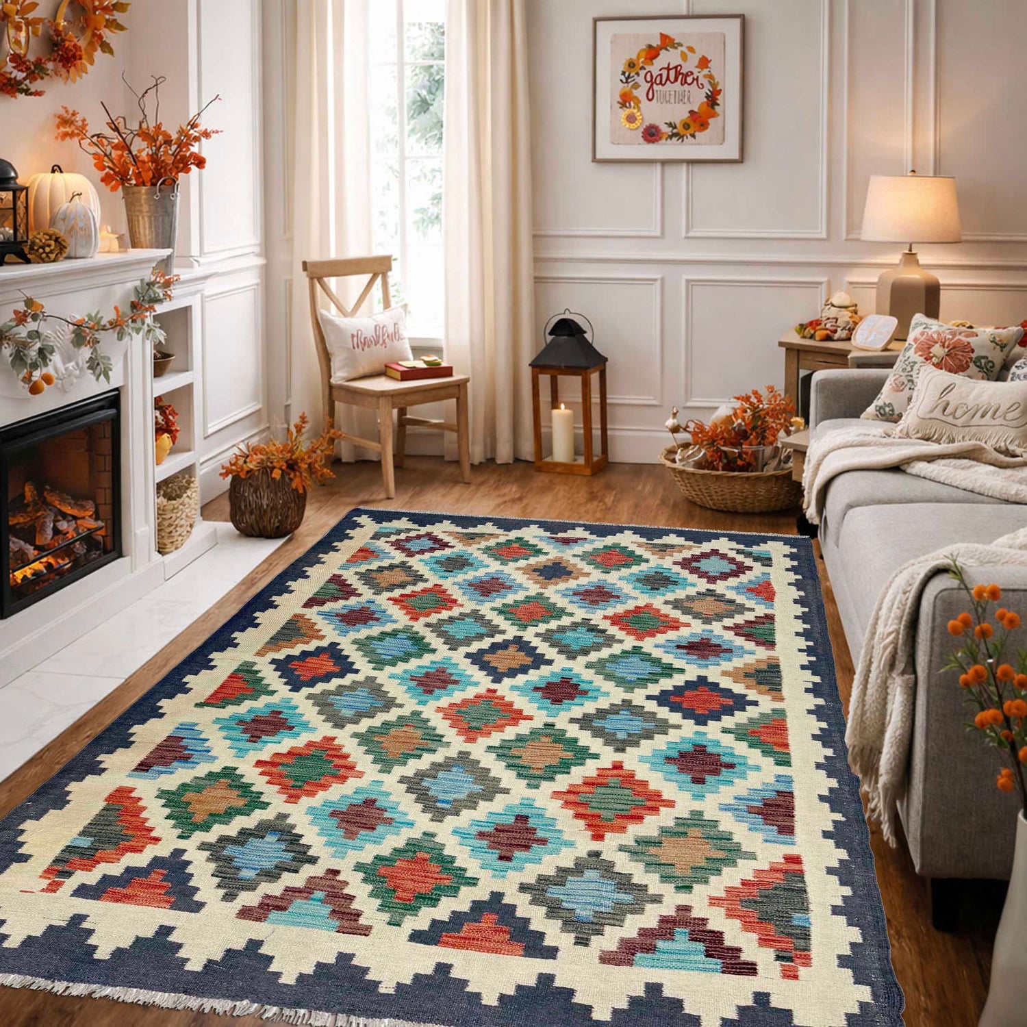 Handmade Vegetable Kilim 4' 9" x 6' 9" (ft) - No. W38118