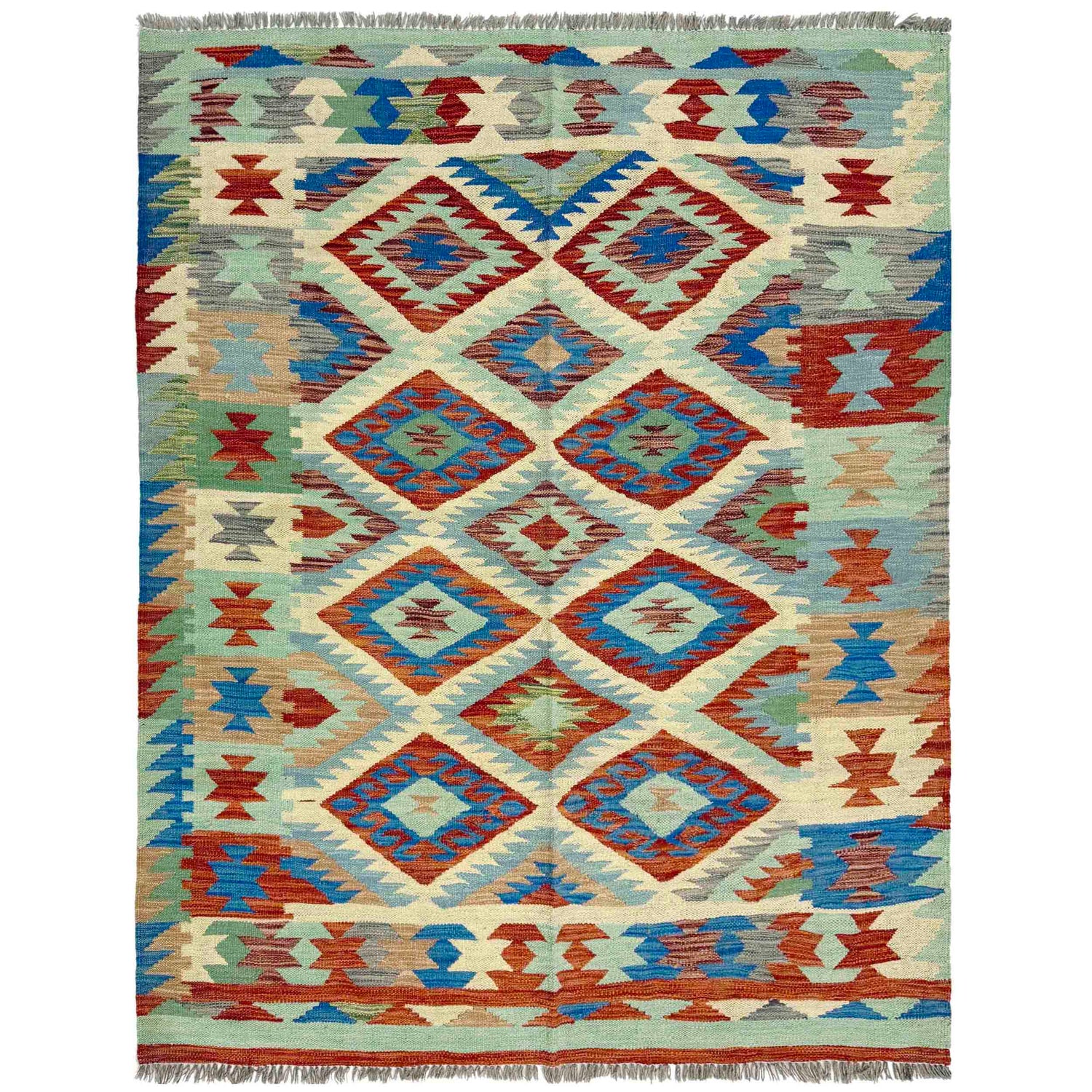 Handmade Vegetable Kelim 4' 11" x 6' 5" (ft) - No. W38126