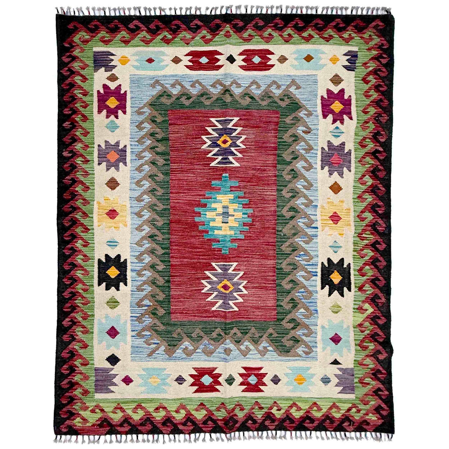 Handmade Vegetable Kilim 4' 11" x 6' 7" (ft) - No. W38127