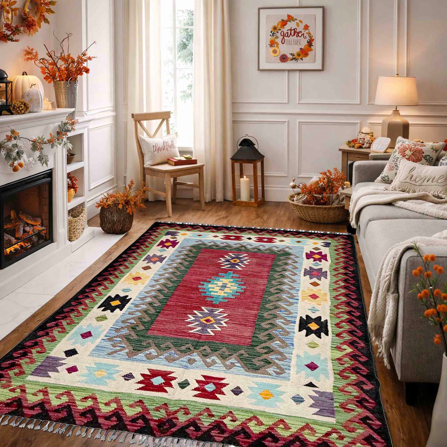 Handmade Vegetable Kilim 4' 11" x 6' 7" (ft) - No. W38127