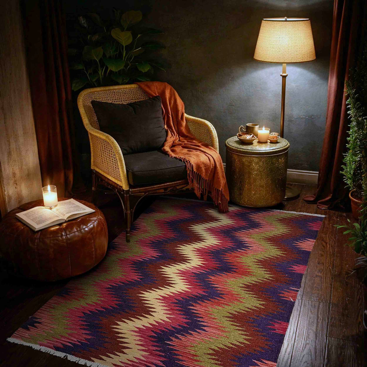 Handmade Vegetable Kilim 3' 5" x 4' 10" (ft) - No. W38148