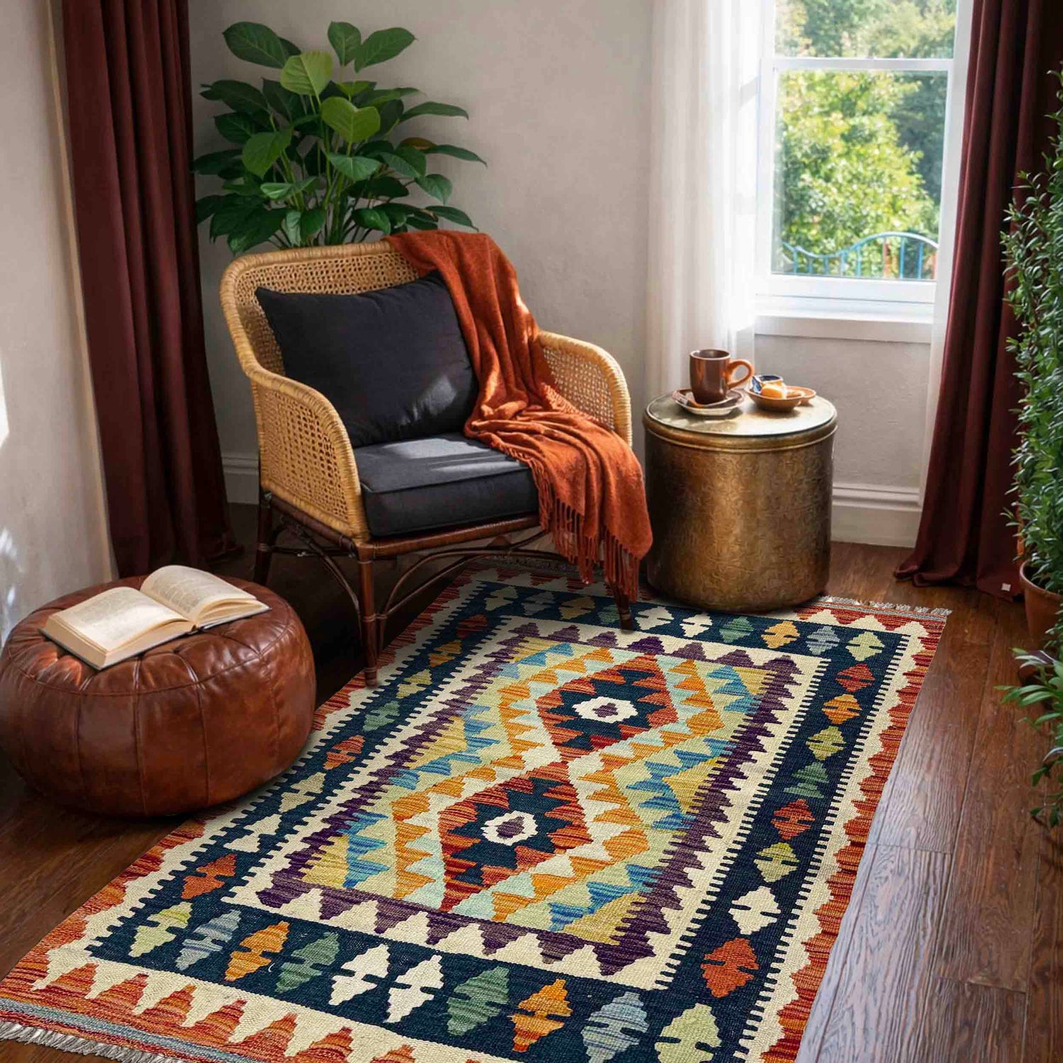 Handmade Vegetable Kilim 2' 7" x 4' 0" (ft) - No. W38161