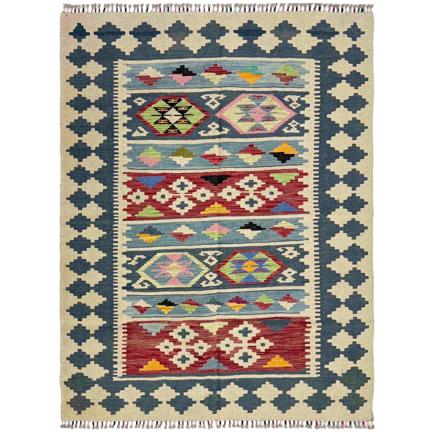 Handmade Vegetable Kilim 4' 10" x 6' 4" (ft) - No. W38195