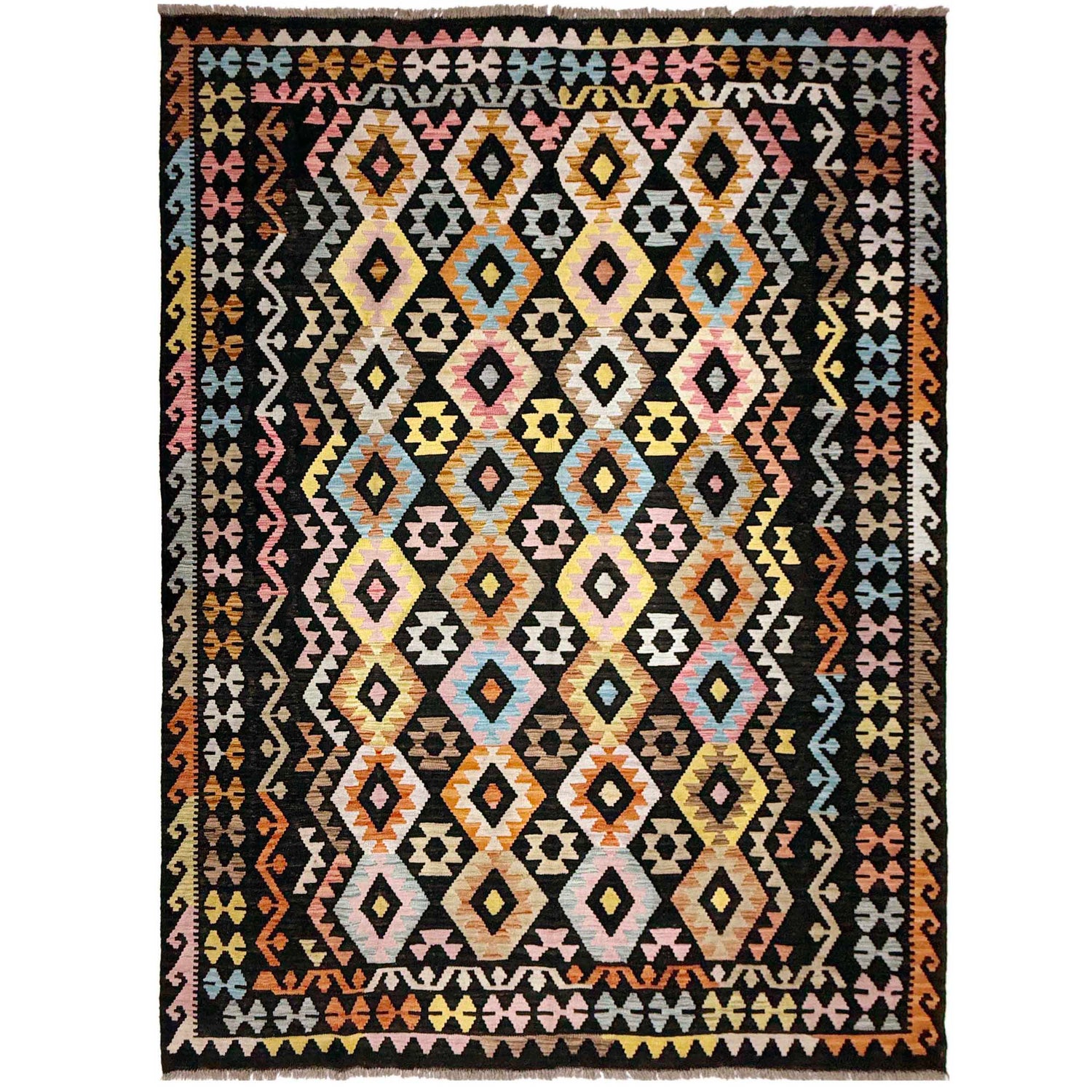 Handmade Vegetable Kelim 6' 7" x 9' 5" (ft) - No. W38213