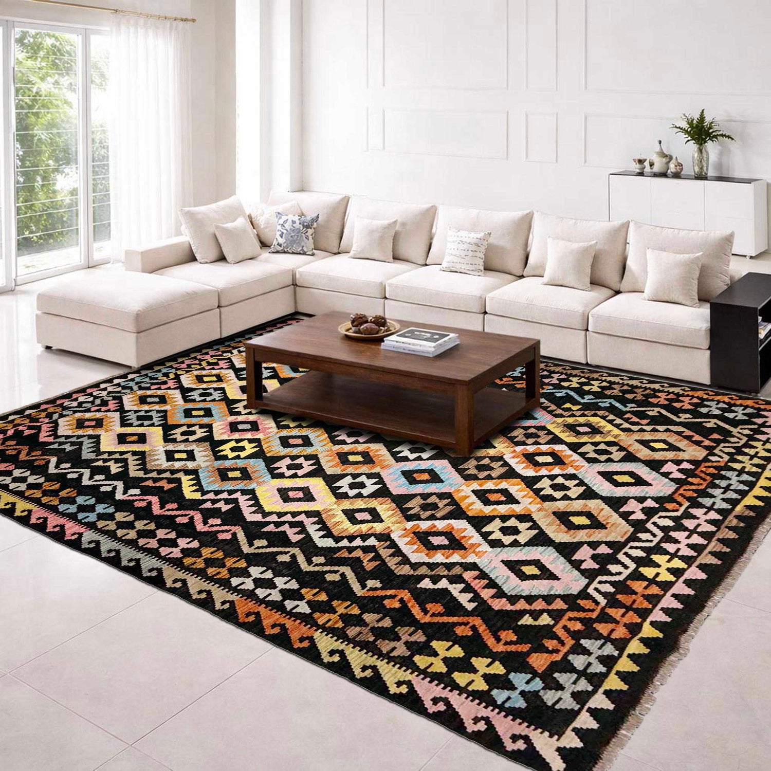Handmade Vegetable Kelim 6' 7" x 9' 5" (ft) - No. W38213