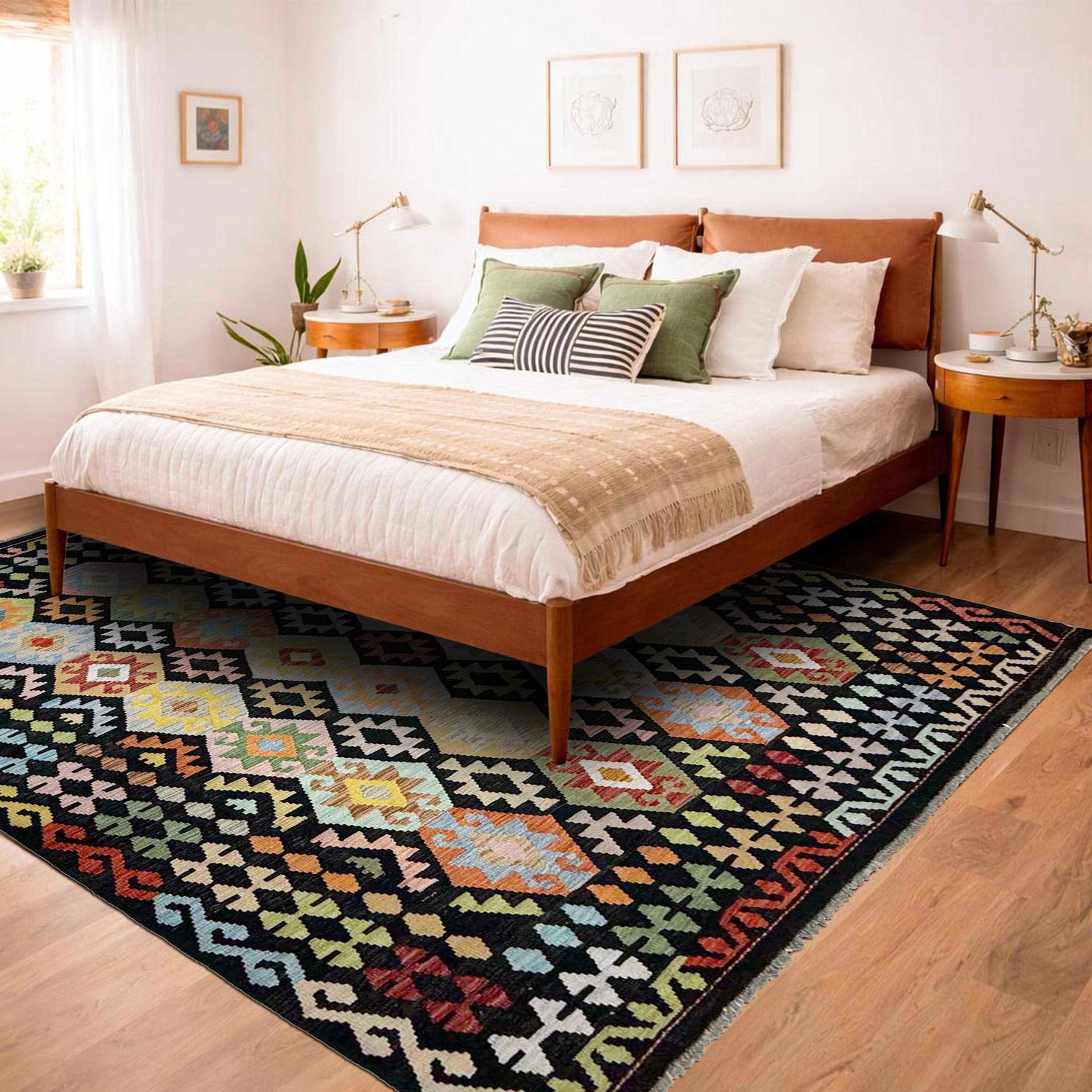 Handmade Vegetable Kilim 6' 11" x 9' 9" (ft) - No. W38228