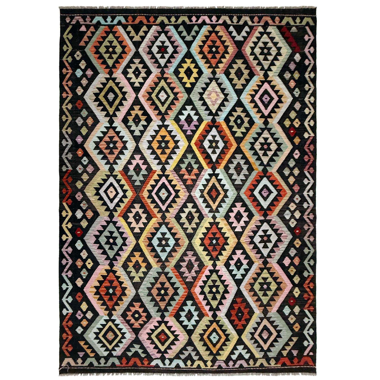 Handmade Vegetable Kelim 6' 5" x 9' 7" (ft) - No. W38229