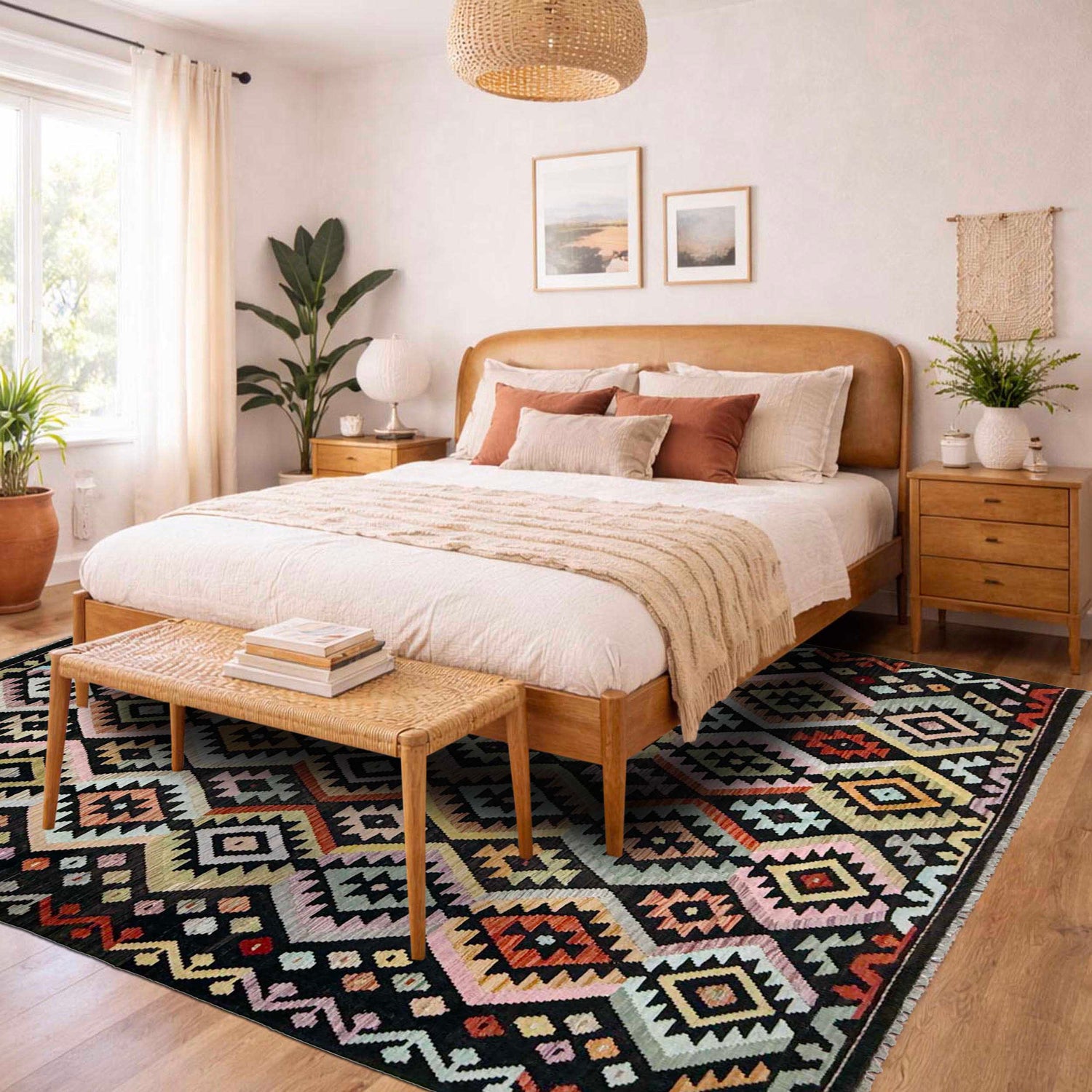 Handmade Vegetable Kelim 6' 5" x 9' 7" (ft) - No. W38229